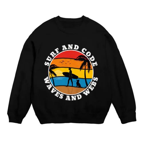 Surf and Code, Waves and Webs Crew Neck Sweatshirt