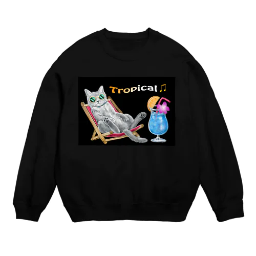 トロピカルにゃんこ🍹🌴 Crew Neck Sweatshirt