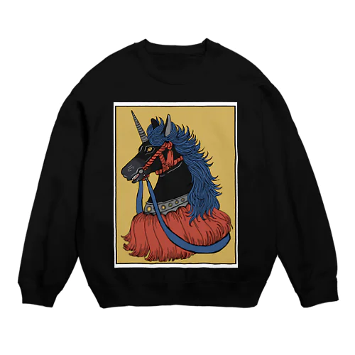 一角獣 黒 Crew Neck Sweatshirt