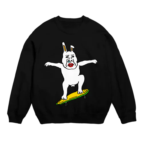 スケボーウサギたける Crew Neck Sweatshirt