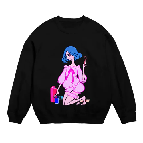 リモート飲み会単眼ちゃん Crew Neck Sweatshirt