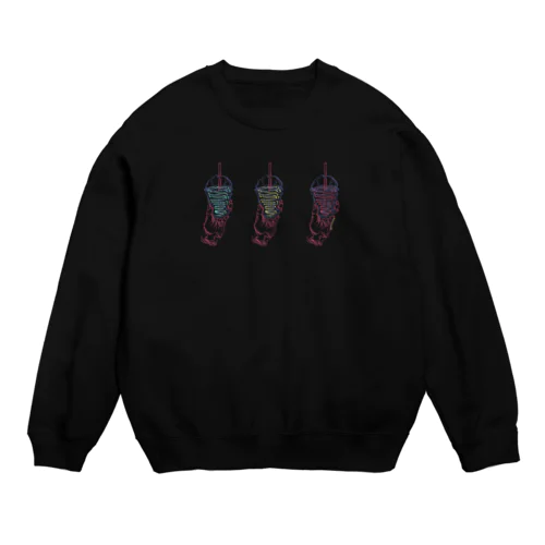 飲むだけで太るアレ×3 (black) Crew Neck Sweatshirt