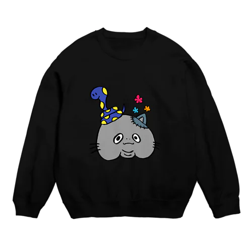 ヘビとネコゾンビ Crew Neck Sweatshirt