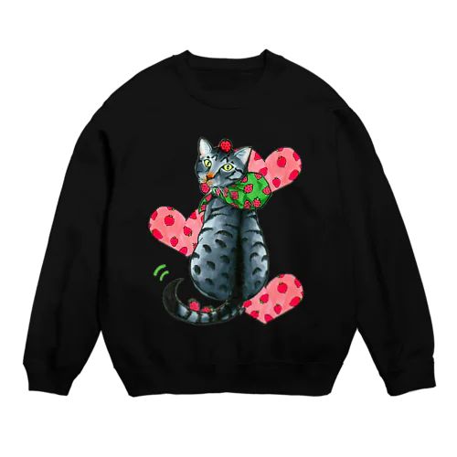 いちご大好きにゃんこ Crew Neck Sweatshirt