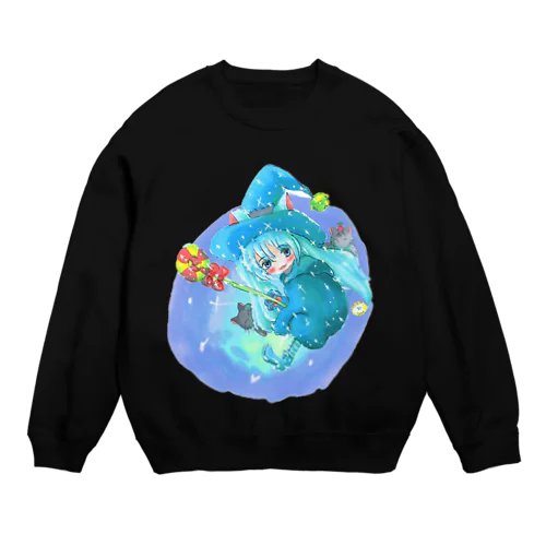 魔法少女ゆるmiku with 使い魔にゃんズ Crew Neck Sweatshirt