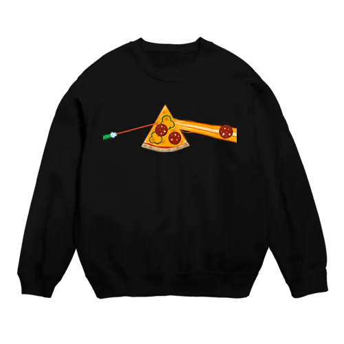 狂気とチーズほとばしるピザ Crew Neck Sweatshirt