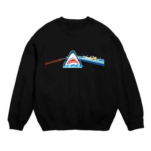 狂気と波ほとばしるサメ Crew Neck Sweatshirt