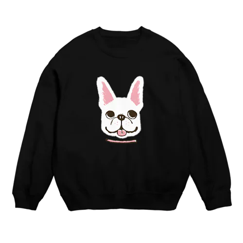 フレンチブルドックくん　ホワイト Crew Neck Sweatshirt