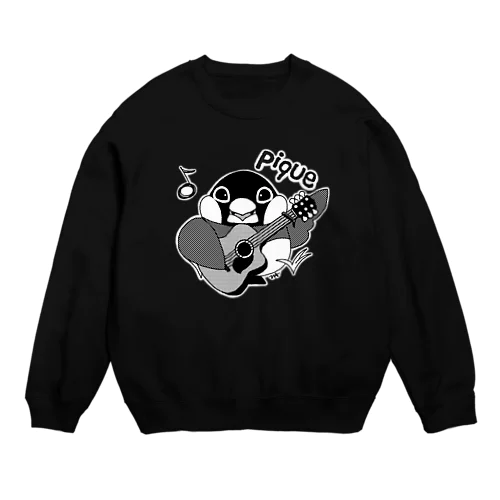 文鳥音楽ピケ（ギター白黒ver） Crew Neck Sweatshirt