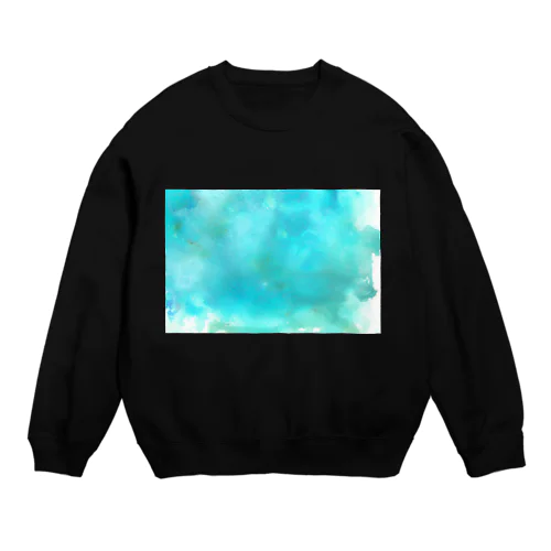 ターコイズ　水彩 Crew Neck Sweatshirt