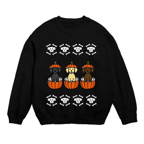 ハロウィンかぼちゃのラブラドール Crew Neck Sweatshirt