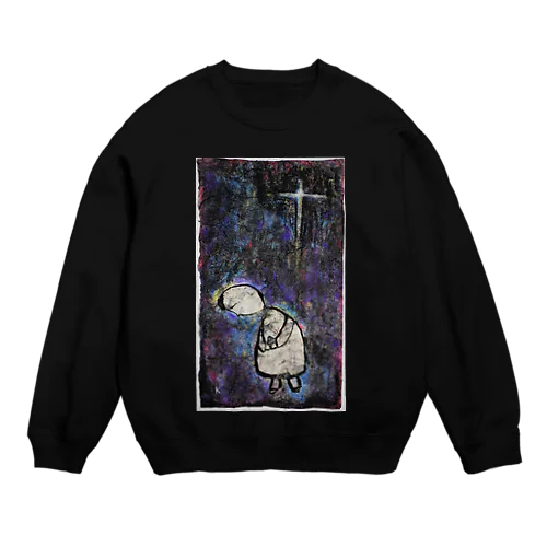 おにぎりを抱きしめる老人 Crew Neck Sweatshirt