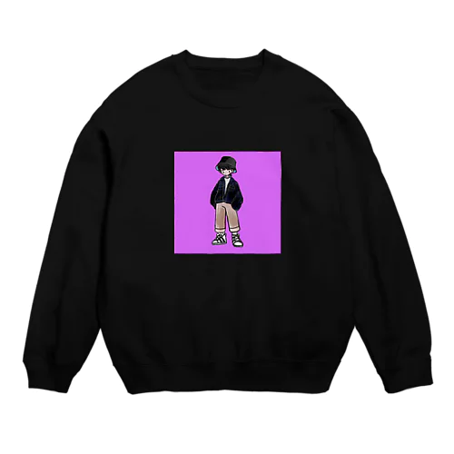 男子くん(紫) Crew Neck Sweatshirt