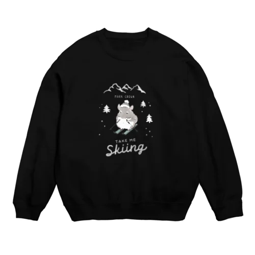 スキーを楽しむチンチラ Crew Neck Sweatshirt