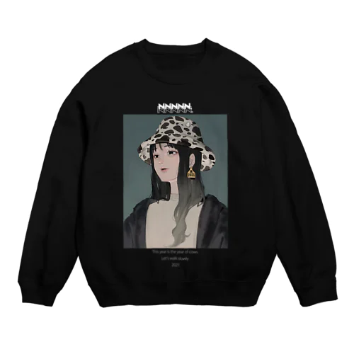 ゆっくり歩こうね、丑ちゃん Crew Neck Sweatshirt