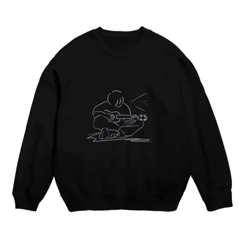 線画　ギター弾き Crew Neck Sweatshirt