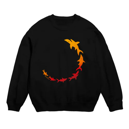 炎立つサメさん Crew Neck Sweatshirt