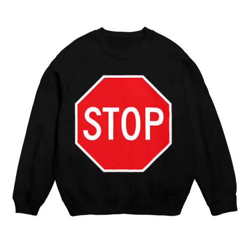 STOP-ストップ アメリカの一時停止標識ロゴ Crew Neck Sweatshirt