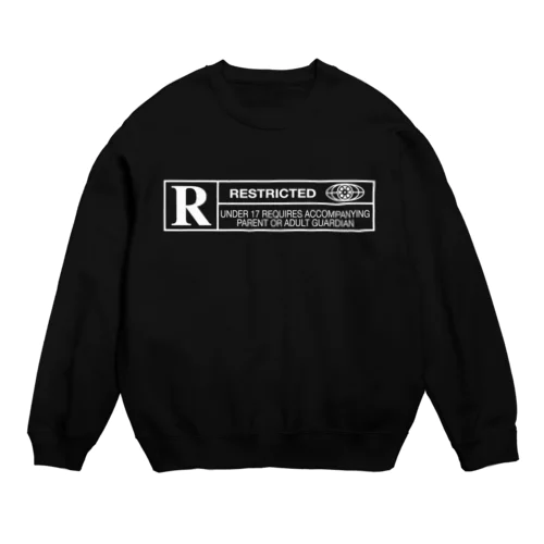 R RESTRICTED 白ロゴ Crew Neck Sweatshirt