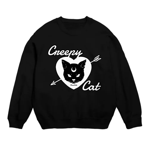 【MOON SIDE】 Creepy Cat #Black Ver.2 Crew Neck Sweatshirt