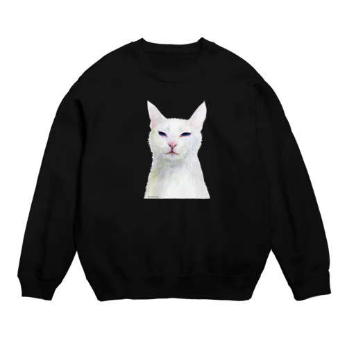 白い猫 Crew Neck Sweatshirt