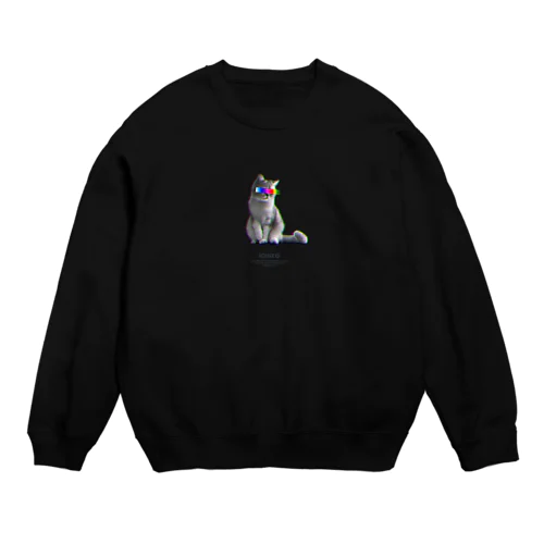 レインボー目線猫Tシャツ Crew Neck Sweatshirt