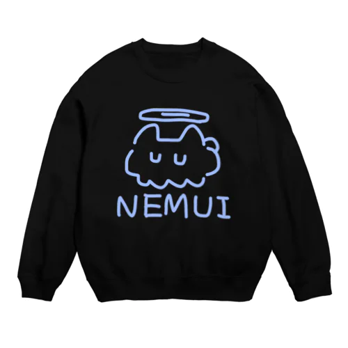 眠い天使ネコ 透ける Crew Neck Sweatshirt