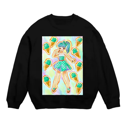 チョコミント　女の子 Crew Neck Sweatshirt