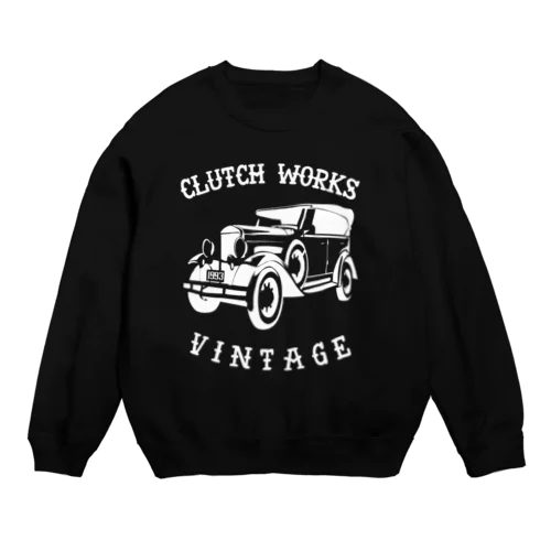 CLUTCH WORKSビンテージカー白 Crew Neck Sweatshirt