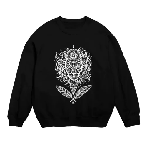 宇宙ライオン（ホワイト） Crew Neck Sweatshirt