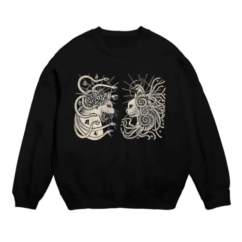 神と妖(かみとあやかし) 猫 Crew Neck Sweatshirt