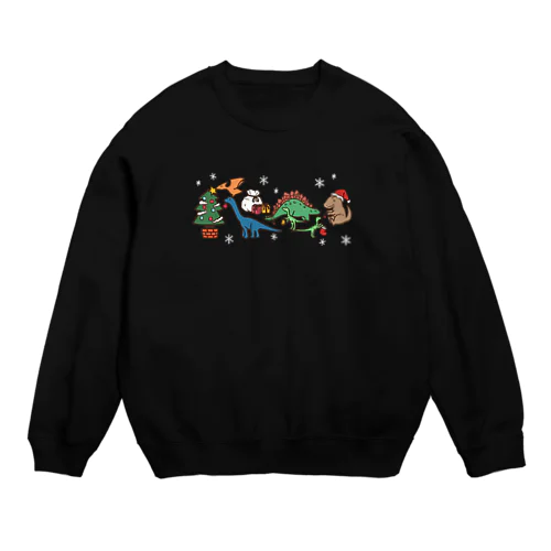 恐竜たちのクリスマス（濃い生地用） Crew Neck Sweatshirt