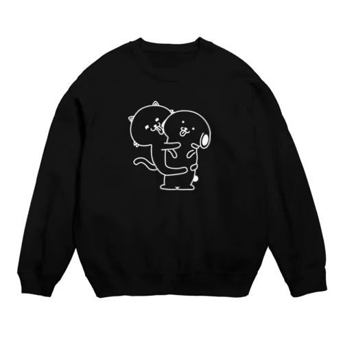 ペロワンとネコニャン(白) Crew Neck Sweatshirt