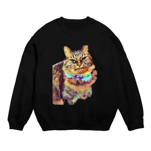 猫の月見ちゃん Crew Neck Sweatshirt