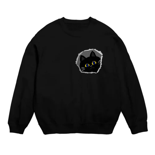 穴からねこ Crew Neck Sweatshirt