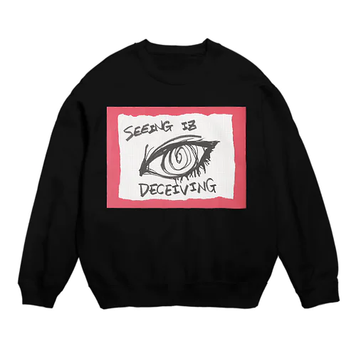 偽諺～参～「百聞は一見に如く」(赤縁) Crew Neck Sweatshirt