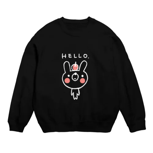 リンゴを頭にのせたウサギさん(白) Crew Neck Sweatshirt