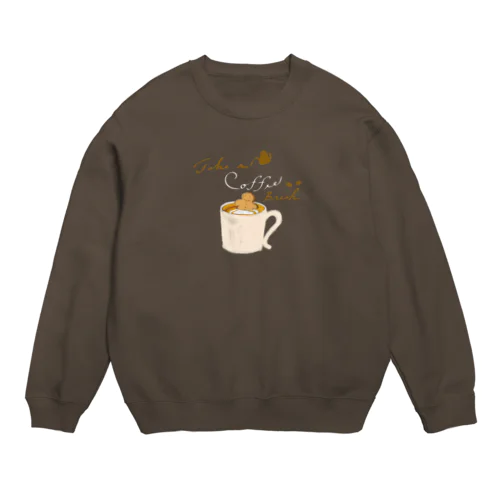 coffee time(コーヒー白字) Crew Neck Sweatshirt