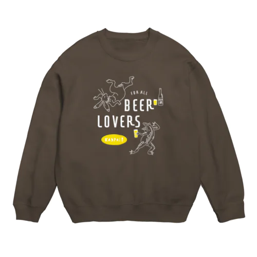 名画 × BEER（鳥獣戯画・すべてのビール好きのために）白線画 Crew Neck Sweatshirt