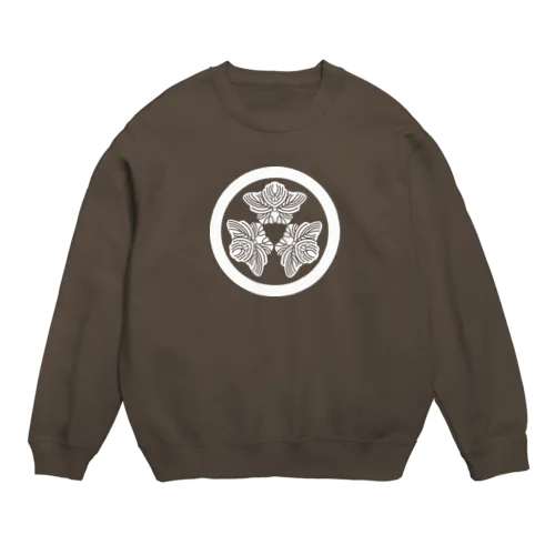 動物家紋h.t.（三つ蔦スズメ）白 Crew Neck Sweatshirt