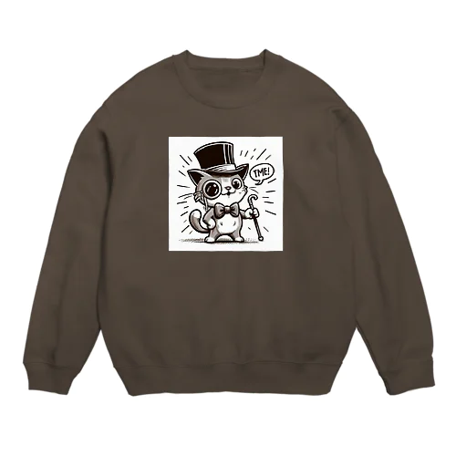 ハットを被ったねこ🐈 Crew Neck Sweatshirt