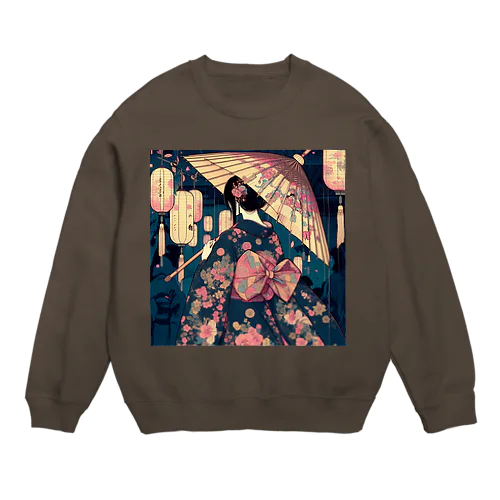 浴衣女子 Crew Neck Sweatshirt