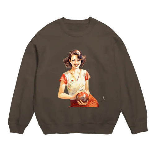 日本人女性ボーリング Crew Neck Sweatshirt