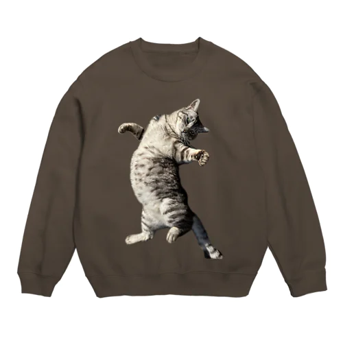 お腹が重くて寝返りが大変な猫 Crew Neck Sweatshirt