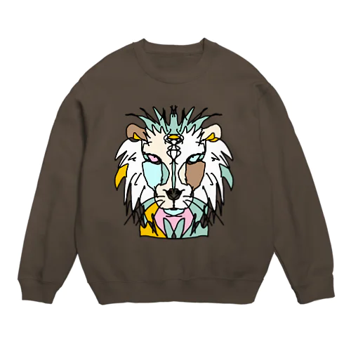 white☆lion　(白いライオン)　白バージョン　Full of vitality　(フル　オブ　バイタリティ) Crew Neck Sweatshirt