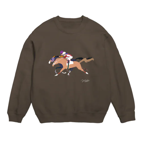 並走する競走馬 Crew Neck Sweatshirt