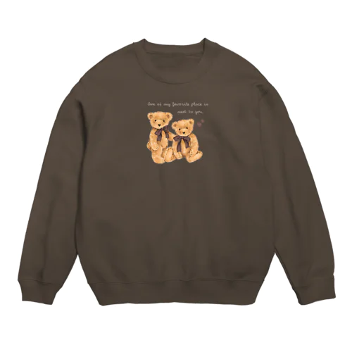 teddybear🧸🧸brown ribbon Crew Neck Sweatshirt