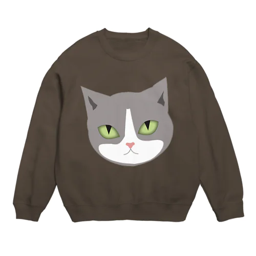 ハチワレ猫の牡丹ちゃん Crew Neck Sweatshirt