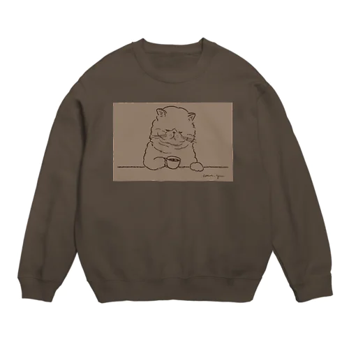 猫と珈琲（フレームデザイン） Crew Neck Sweatshirt