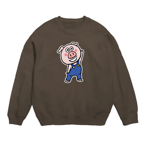 手をあげるブタ Crew Neck Sweatshirt